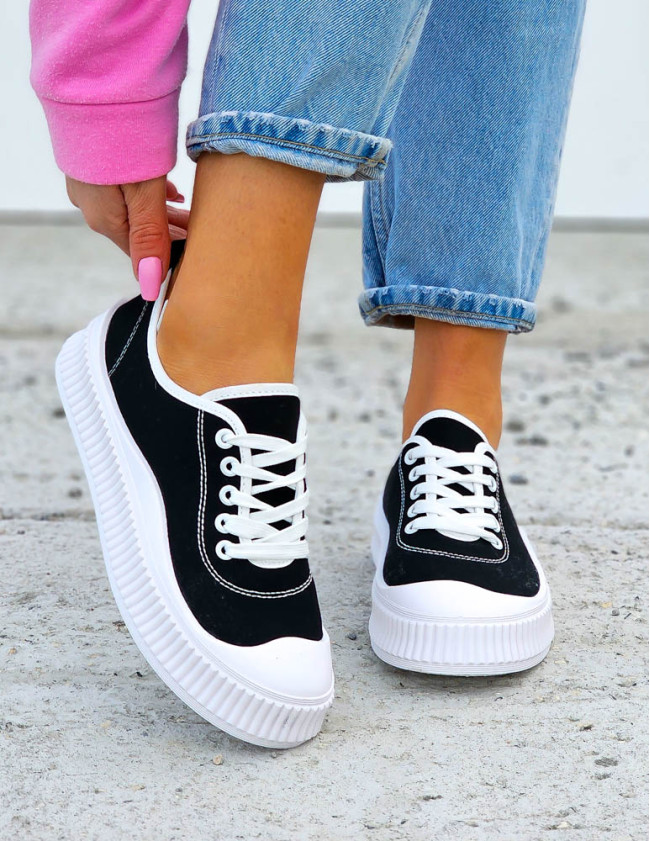 Czarne Trampki Na Grubej Podeszwie Love Summer