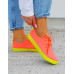 Pomarańczowe Neonowe Trampki Tenisówki Lycra Sznurowane