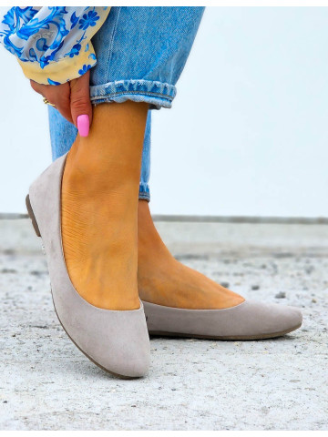 Klasyczne Szare Balerinki Półbuty Soft Szare