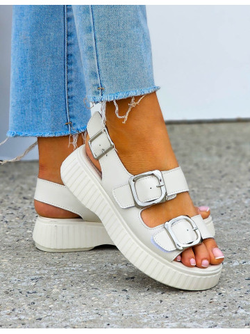 Modne Sandały Damskie Ze Skóry Naturalnej Na Platformie Sands