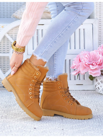 Botki Damskie Trapery Ciepłe Camel Treck