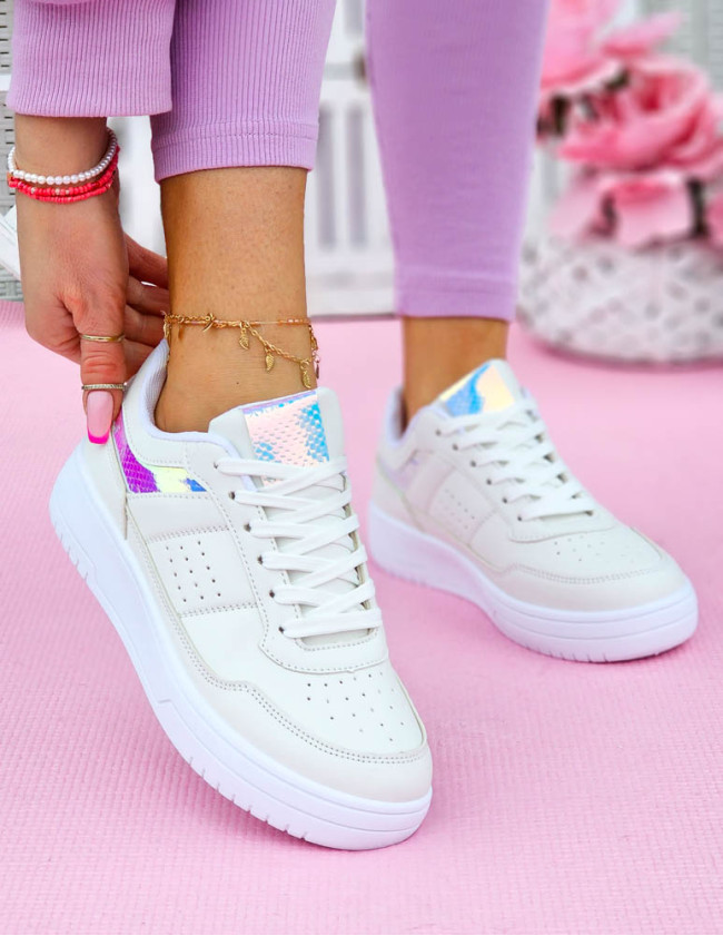 Białe Buty Sportowe Trampki Ze Skóry Na Grubej Podeszwie Pesso