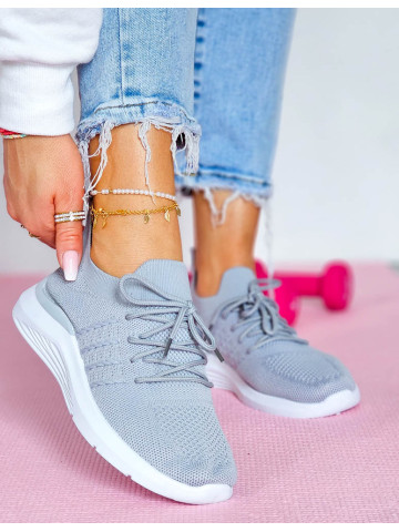 Lekkie Elastyczne Szare Buty Sportowe Trampki Sport
