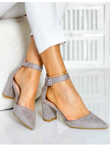 Szare Czółenka Zapinane Na Pasek MyLady