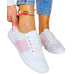 Białe Mięciutkie Trampki Ze Skóry Slim Fit Pink