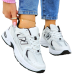 Biało-Srebrne  Sneakersy Buty Sportowe Na Platformie New B 530