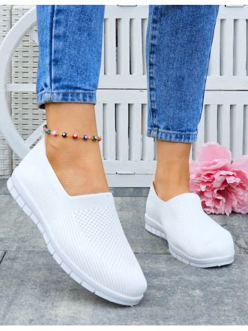 Białe Elastyczne Trampki Tenisówki Lycra Prima