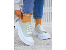 Oliwkowe Trampki Damskie Na Grubej Podeszwie Wranges