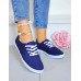 Granatowe Trampki Tenisówki z Tkaniny Slim Navy