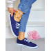 Granatowe Trampki Tenisówki z Tkaniny Slim Navy