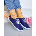 Granatowe Trampki Tenisówki z Tkaniny Slim Navy