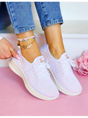 Białe Lekkie Buty Sportowe z Lycry Elastyczne Montana