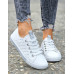 Białe Ażurowe Trampki Buty Sportowe Ze Skóry Basic Grey