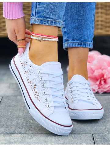 Białe Koronkowe Trampki Tenisówki Vive