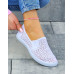 Białe Koronkowe Trampki Tenisówki z Gumką Na Lato