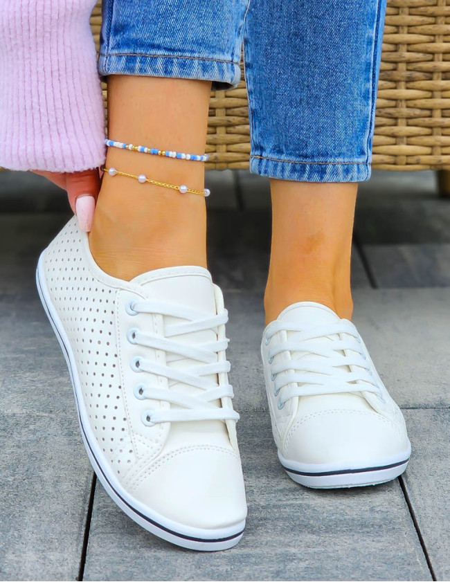 Białe Trampki Buty Sportowe Ze Skóry Nice New