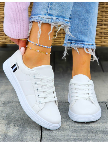 Białe Trampki Buty Sportowe Ze Skóry Fit Fashion Basic