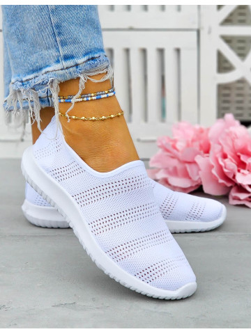 Białe Lekkie Elastyczne Przewiewne Trampki Buty Sportowe Soft