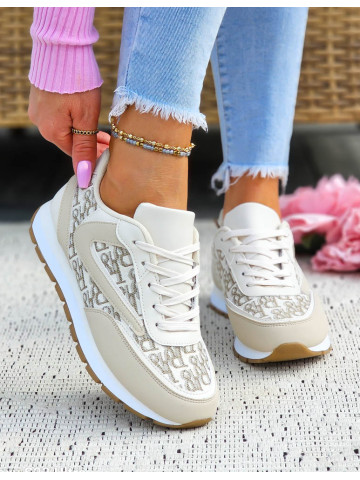Beżowe Sneakersy Buty Sportowe Michell