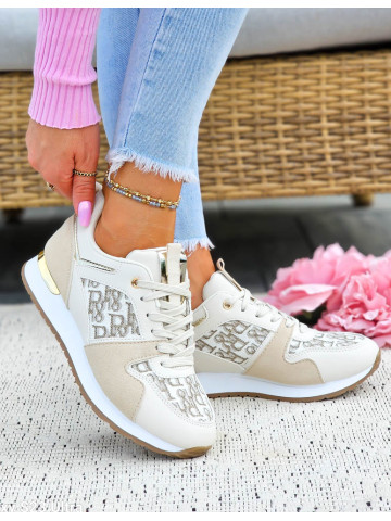 Beżowe Sneakersy Buty Sportowe Penelope