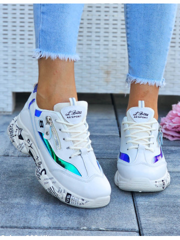 Beżowe Sneakersy Buty Sportowe Holography