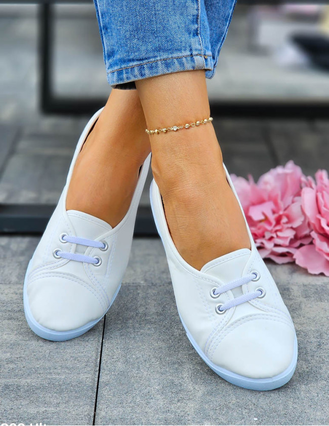 Białe Tenisówki Trampki Ze Skóry z Gumkami Asos