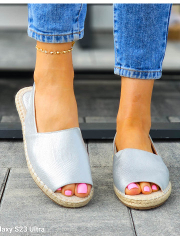 Srebrne Sandały Balerinki Na Lato Bez Palców