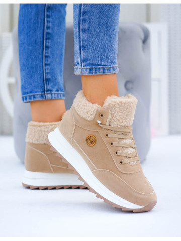 Sportowe Buty Zimowe Trapery Ocieplane Sportiv Beżowe
