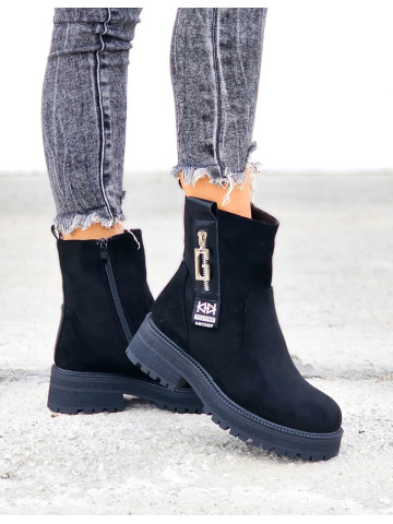 Czarne Zimowe Botki z Wysoką Cholewką Modives Czarne Zimowe Botki z Wysoką Cholewką Modives