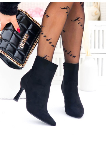 Czarne Klasyczne Zamszowe Krótkie Botki Na Szpilce Paradise Czarne Klasyczne Zamszowe Krótkie Botki Na Szpilce Paradise