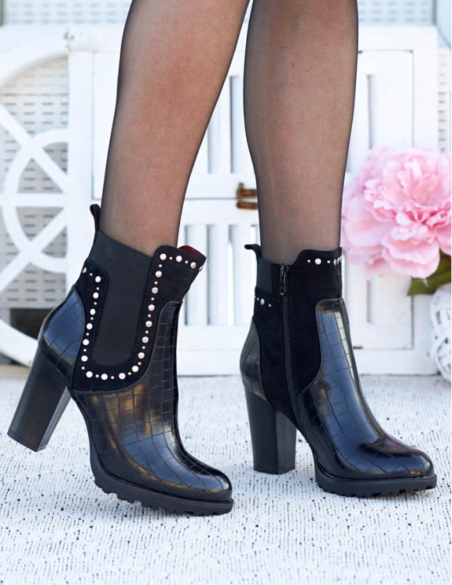 Eleganckie Botki Damskie Na Obcasie Amanda Black