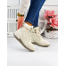 Ocieplane Botki Zimowe Trapery Buty Beżowe
