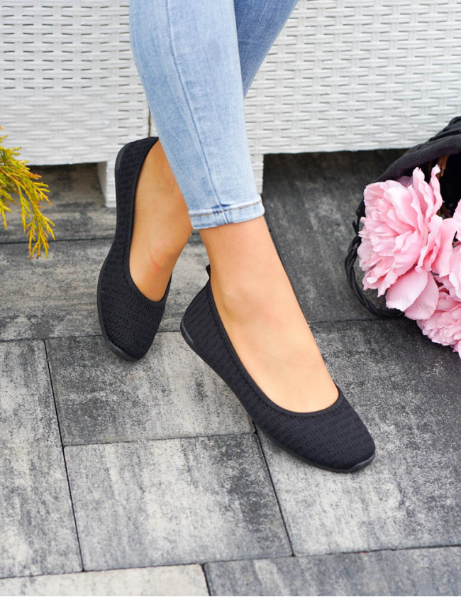 Czarne Ażurowe Koronkowe Balerinki Na Lato Jolie