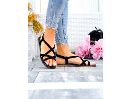 Klasyczne Czarne Sandały Damskie Na Płaskim Spodzie Nero