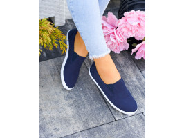 Klasyczne Tenisówki Trampki Damskie Granatowe z Gumkami