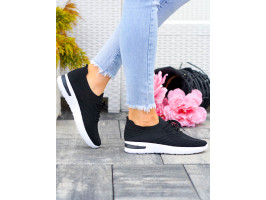 Czarne Buty Sportowe Damskie Sznurowane Next