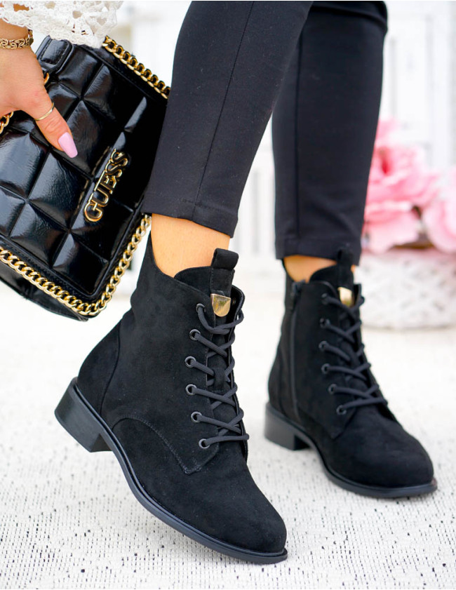 Eleganckie Klasyczne Botki Damskie Sztyblety Zamszowe Ricca