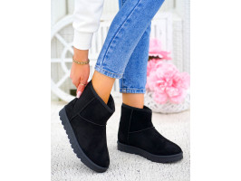 Czarne Śniegowce Botki  Na Platformie Ocieplane Saszki Basic