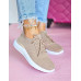 Lekkie Elastyczne Beżowe Buty Sportowe Trampki Sport