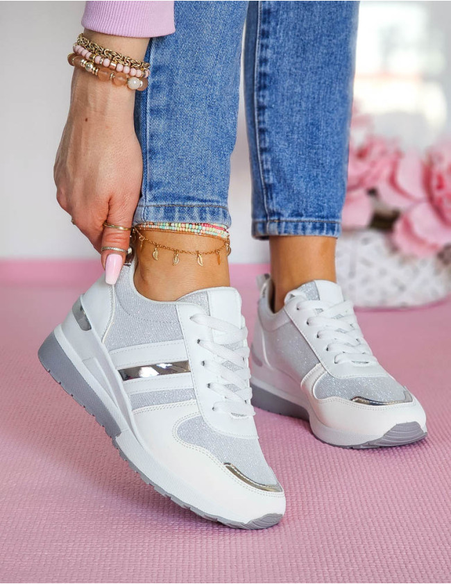 Białe Błyszczące Buty Sportowe Sneakersy Havana