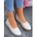 Białe Ażurowe Baleriny Mokasyny Espadryle Flowers