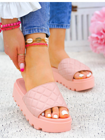 Różowe Klapki Na Grubej Podeszwie Renei