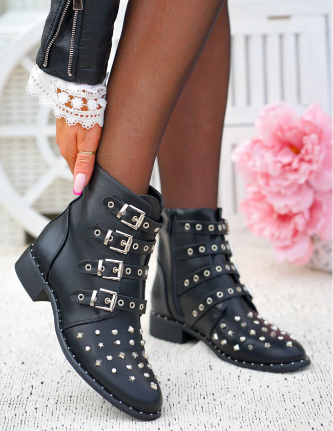 Czarne Botki Workery Glany Damskie Favritto Czarne Botki Workery Glany Damskie Favritto