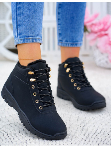 Ocieplane Sportowe Botki Trapery Buty Śniegowce Black