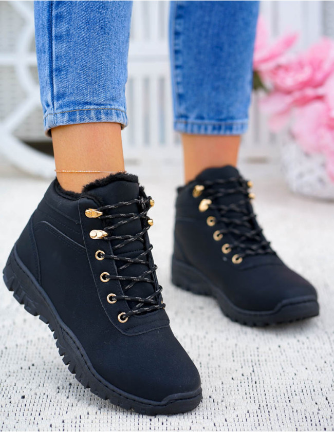 Ocieplane Sportowe Botki Trapery Buty Śniegowce Black