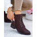 Brązowe Sznurowane Botki Sztyblety Jenner