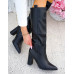Długie Czarne Kozaki Ze Skóry Na Obcasie Melanie