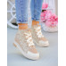 Beżowe Sneakersy Buty Sportowe Na Koturnie Sally