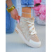 Beżowe Sneakersy Buty Sportowe Na Koturnie Sally