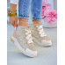 Beżowe Sneakersy Buty Sportowe Na Koturnie Sally
